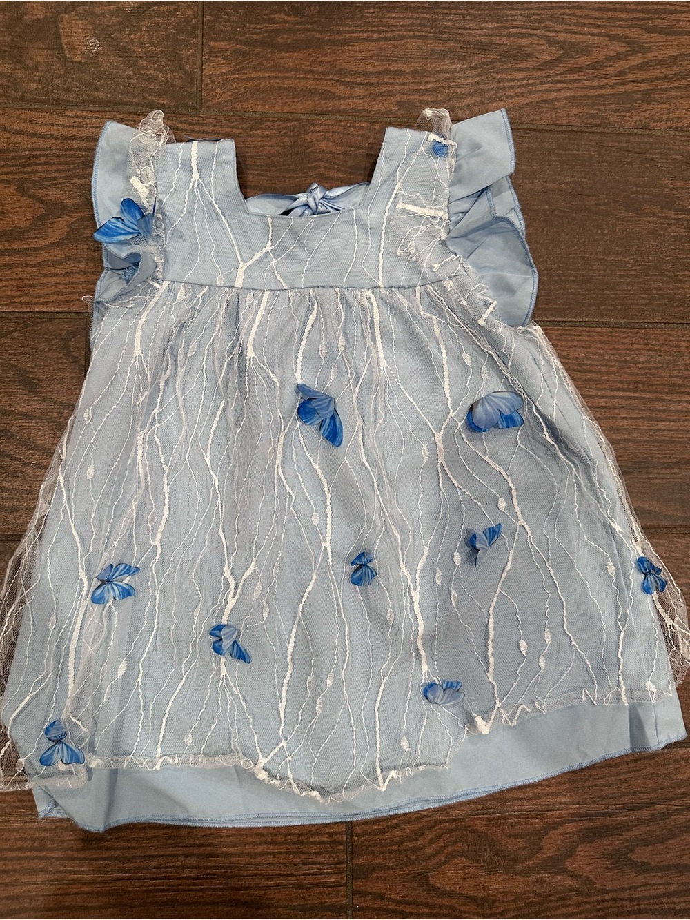 Amazon Light Blue Dress with Blue Floral Appliqués